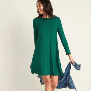 Long-Sleeve Jersey-Knit Swing Dress